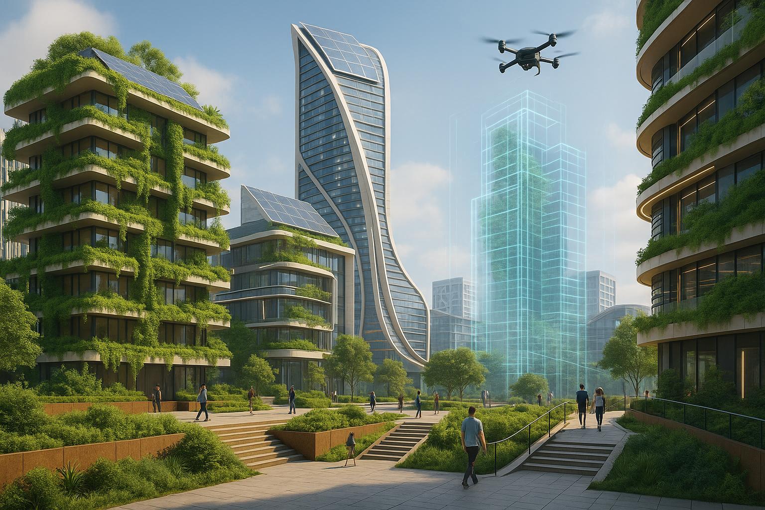 Desafios da arquitetura contemporânea em 2025 envolvem sustentabilidade, inovação tecnológica e integração social para projetos eficientes e responsáveis. (imagem gerada com inteligência artificial)